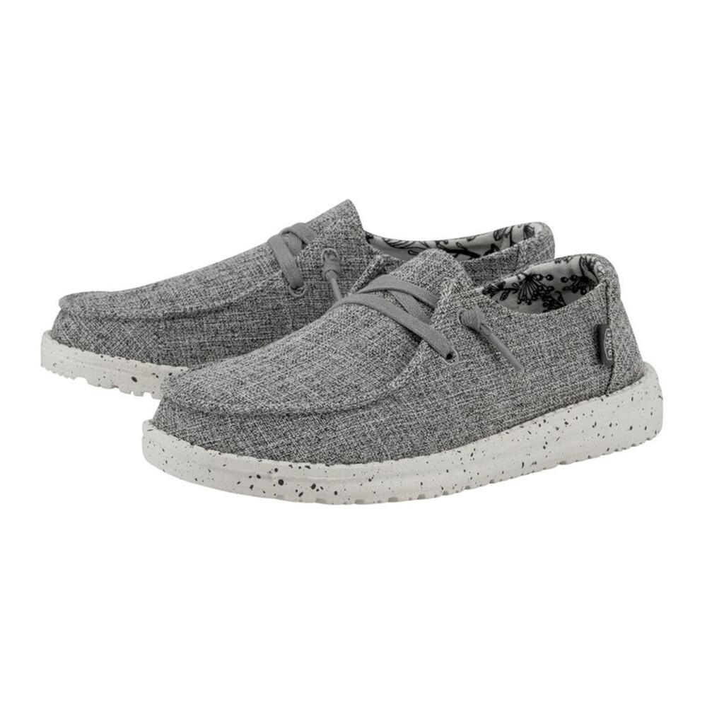 Hey Dude Grey White Slip On Casual Lightweight Wendy Linen Flats Size 7